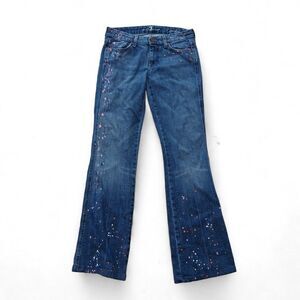 7 For All Mankind Paint Splatter Medium Wash Bootcut Jeans Women's 26